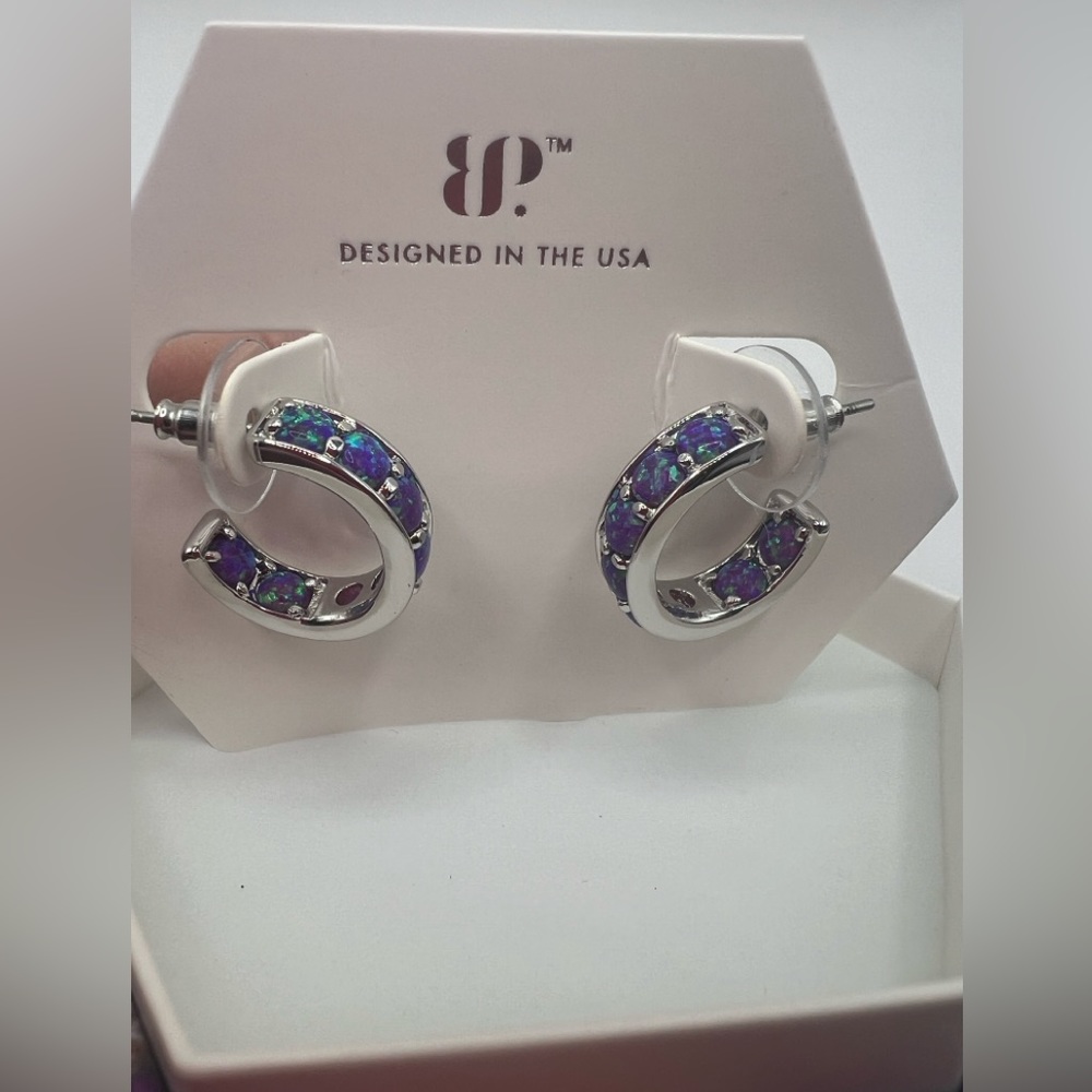 NWT- Fire Opal Hoop Earrings